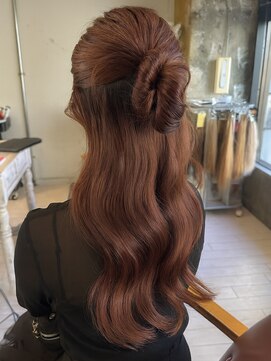 結婚式お呼ばれヘアセット/カチモリハーフアップ/パーティーヘア