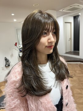 オーダイム(ou' dime) オリーブベージュレイヤーカットダブルカラー