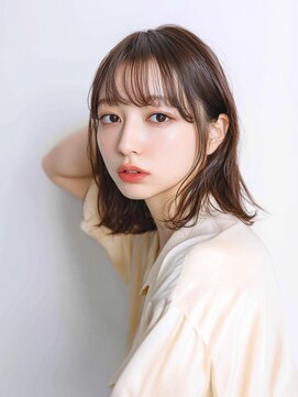 ムウ 難波(MOU) ボブクールショート前髪イメチェンピンクベージュ30代40代50代