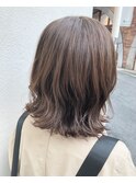 マロンブラウン_マロンベージュ Aラインボブ かきあげ