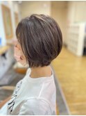 ショートボブ/グレーベージュ/アースカラー/40代/50代/60代
