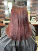 ツヤ髪ピンクカラー ストレート 髪質改善縮毛矯正
