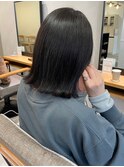 外ハネミディアムボブ＊透明感カラーダークグレージュ