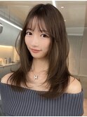 韓国ヘアーハッシュカットレイヤーカットグレージュブリーチ無し