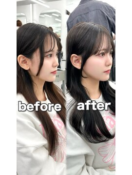 アマトウキョウ アユンチェ(AMA TOKYO×AYUNCHE) 前髪顔まわり韓国ヘアレイヤーカットサイドバンク2wayバンク韓国