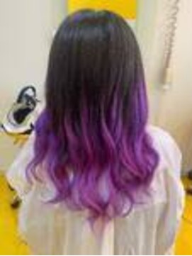 デュオヘアー エクステンションズ 新宿 個性的パープルグラデーション風ロングヘアー♪♪♪