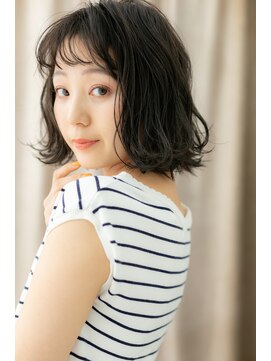 カバーヘア ブリス 大宮西口(COVER HAIR bliss) アッシュブラック大人かわいいくせ毛風ボブY大宮20代30代40代