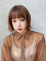 グリードヘアー セルフィッシュ(GREED hair SELFISH) 大人可愛い前髪ありアゴラインボブピンク系カラー