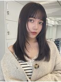 上品な韓国風レイヤーカット/グレージュ/ワイドバング