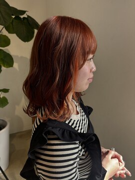 スレッド(SRED) オレンジインナーカラー ポイントカラー ダブルカラー ゆる巻き