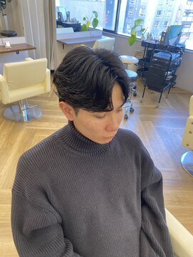 アレス バイ シカ 神戸三宮元町店(ALLES by Cica) スーツツーブロック束感黒髪シークレットパーマ流行