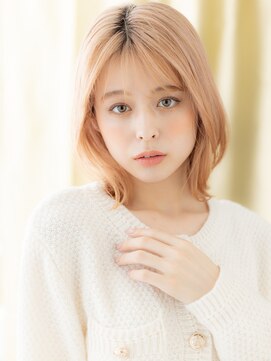 カバーヘア ブリス 志木南口駅前店(COVER HAIR bliss) アプリコットオレンジくびれヘア外ハネボブウルフX志木10代20代