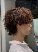 渋谷メンズウルフパーマボブ波巻きスパイラルシャドウパーマ