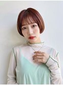 大人ショート前髪あり丸みひし形チョコレート大人ガーリー K0424