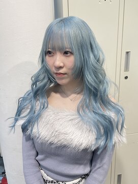 ジーナ オモテサンドウ(XENA) 【シールエクステ】水色カラー×ホワイトグレージュ