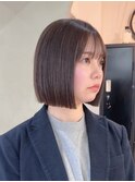 黒髪/ボブルフ/ネビージュ/小顔/ワンレン/栄/髪質改善/前髪