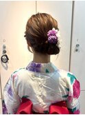 浴衣アレンジ編み込みシニヨン/浴衣ヘアセット/着付け/アレンジ