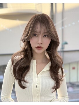 ディジョン(Dijon) 韓国顔まわりレイヤーカットグレージュオリーブベージュブラウン