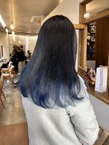 エクテ(ecouter)&nbsp;黒髪インナカラーアッシュネイビーブルー暗めカラー