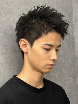 エルマーク 梅田(L-MARK) スパイキーショート/アップバング/ツーブロック/メンズ/眉毛
