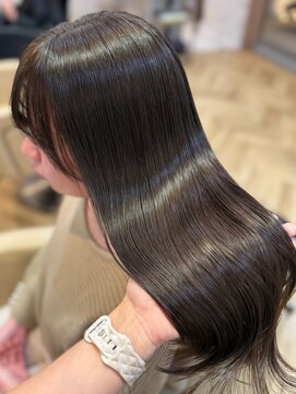 ロンド フィーユ(Lond fille) ◇オリーブグレー韓国風巻きレイヤーカットマロンベージュ銀座