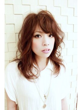 サニーズ(SUNNY'S by CONKS) ベージュカラーが大人かわいい斜めバングの小顔くびれミディ