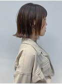 ハイライト、切りっぱなしボブ、ミルクティベージュ 