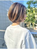 大人前下がりショートボブショートヘアひし形前髪なし30代40代