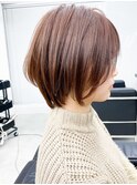 ★20代30代ショートヘアココアブラウン小顔美肌ストレート丸み