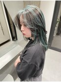 ハイライトカラーターコイズブルーブルーカラーデザインカラー