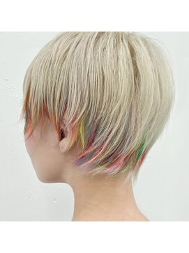 クク(QUQU) ホワイトベージュ×毛先カラフル