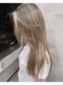 黒髪/グレーベージュ/レイヤーロング/前髪パーマ[横浜駅]