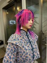 レコ 渋谷(LECO) ネオンピンクとネオンパープルのシャギーウルフ