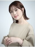 小顔ミディアムウルフレイヤー10代20代30代40代錦糸町外はねボブ