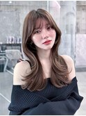 美髪韓国レイヤーイメチェン夏ハイライトカラーくびれヘア