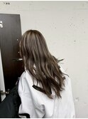 30代40代細めハイライトカラーミルクティーベージュ白髪ぼかし