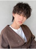 ブルーブラックフェザーパーマサーフカールセンターパート*