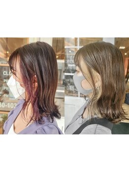 [インナーカラー/イヤリングカラー(ブリーチ+カラー)\8800]大人気のインナーカラー/イヤリングカラー★