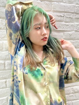 マセナ(Masena) ライムグリーン×毛先ベージュ×Masena