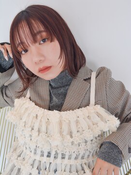 スリール バイ ミリー 江坂(Sourire by milly) 【Sourire江坂】外ハネミディアムぱっつん前髪アースカラー