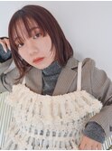 【Sourire江坂】外ハネミディアムぱっつん前髪アースカラー