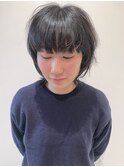 【ハクラ】ウルフ ミディアムウルフ 黒髪ウルフ レイヤーカット