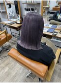 切りっぱなしボブ×ラベンダー
