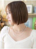 サンドベージュ透明感艶カラー小顔ミニボブTb8大宮20代30代40代