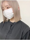 ぱっつんボブ ハイトーンカラー ケアブリーチ 髪質改善 仙台