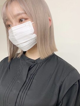 ミリ(mm) ぱっつんボブ ハイトーンカラー ケアブリーチ 髪質改善 仙台