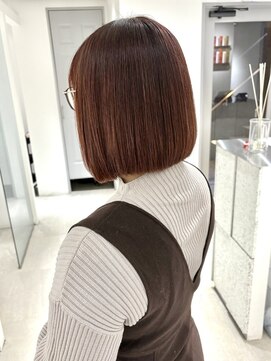 エン バイ ユアーズヘア 銀座店(eN° by youres hair) 髪質改善縮毛矯正 前下がりボブ タッセルボブ ピンクブラウン