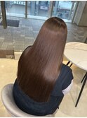 ホワイトグレージュミニウルフチェリーブラウンセミロング