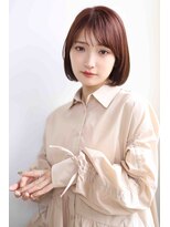 ムウ 難波(MOU) ボブクールショート前髪イメチェンピンクベージュ30代40代50代