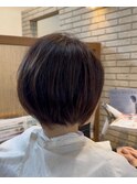丸みショートくせ毛カット丸みショート京都宇治グレージュ